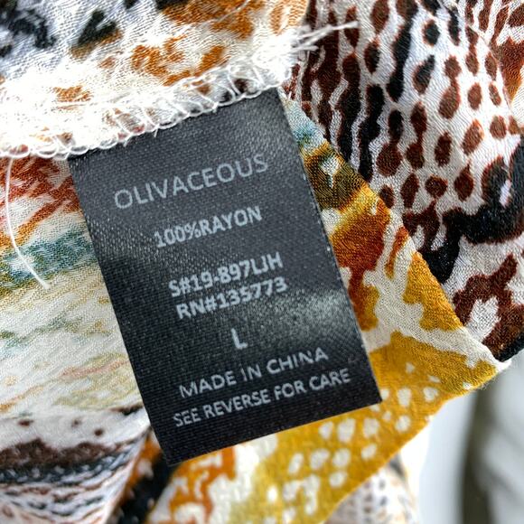 Olivaceous Snakeskin Abstract Print Kimono Cardigan Women's L Draped Open Front - Picture 6 of 7
